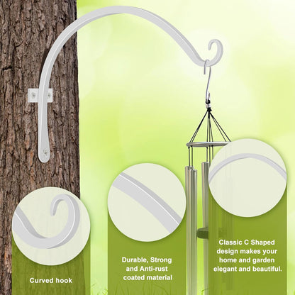 FEED GARDEN Heavy Duty Plant Hangers Outdoor Indoor, 8 Inch 2 Pack Metal Hanging Bracket Holds Up to 44 lbs, Wall Brackets for Hanging Baskets, Bird Feeders,Wind Chime& Lanterns, Black