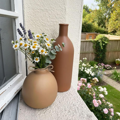 Ceramic Vase Set of 3 - Small Modern Minimalist Ceramic Bud Vases for Home Decor - Boho Aesthetic Flower Vases for Desk, Shelf & Table, Mantle, Bookshelf (Cute & Versatile) (Neutral Mix)