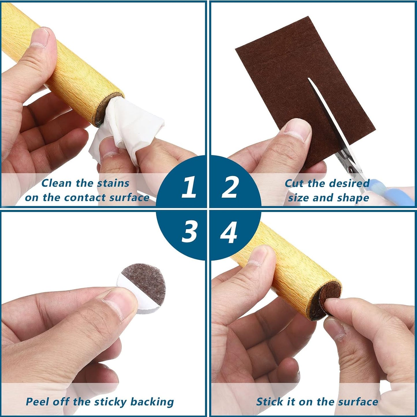 Shappy 2 Packs 120 x 2 x 0.12 Inch Felt Strips with Adhesive Backing Felt Tape Roll Non Slip Self Adhesive Cuttable Furniture Pads for Protecting Hardwood Floors, Chairs, Wall(Dark Brown)