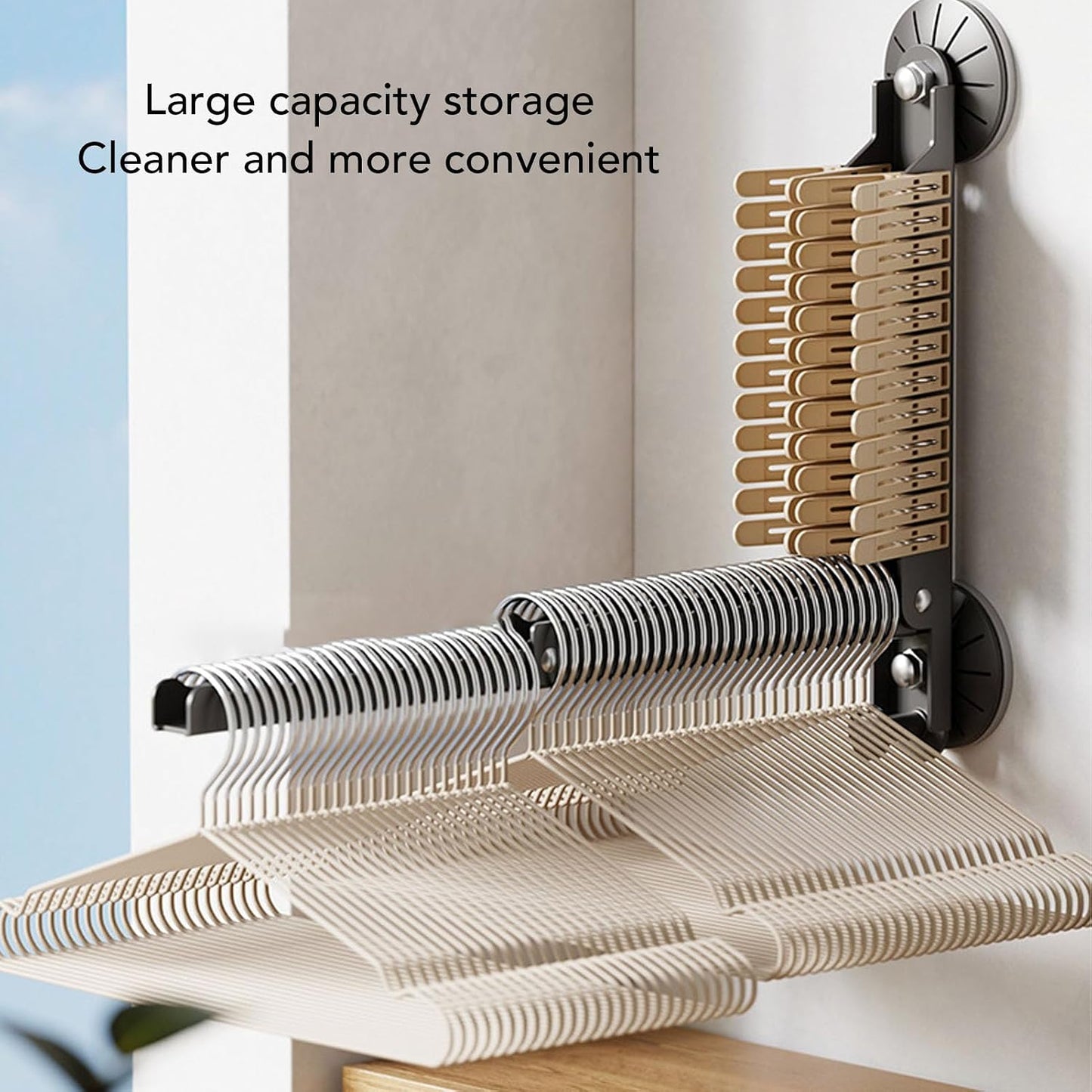 Wall Mounted Drying Rack with Extendable Heavy Duty Design. Ideal for Laundry Rooms, Bathrooms, and Balconies. Space Saving Storage Solution for Towels and Clothing (White)