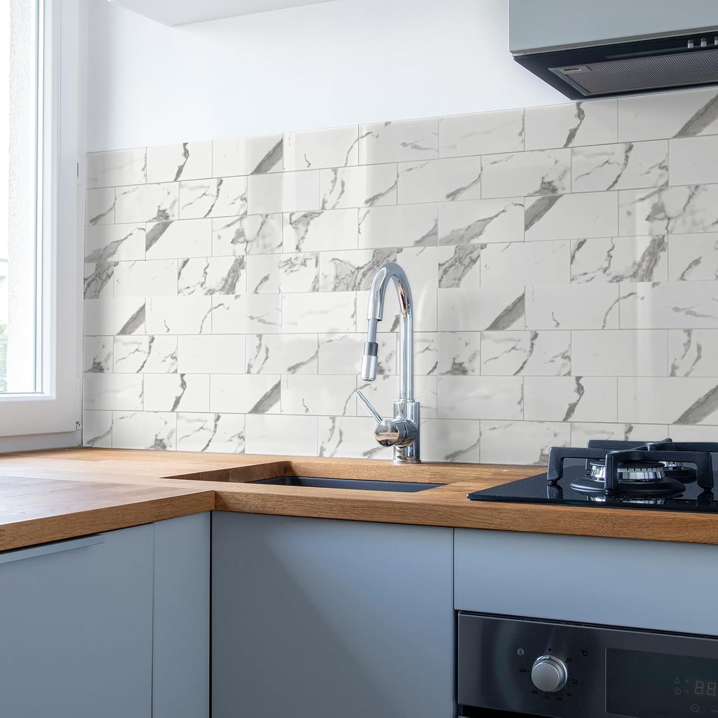 Art3d 102-Piece Peel and Stick Wall Tile for Kitchen Backsplash, Bathroom, Fireplace, 3in. × 6in. Stick on Subway Tile, Glossy White
