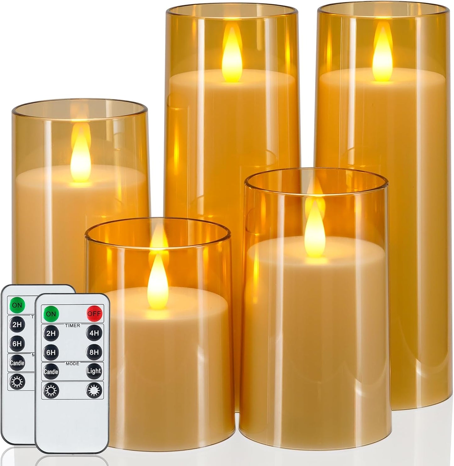 Homemory Realistic Flickering Battery Operated Candles, LED Fake Electric Candle with Remote Control and Timer, Flameless Candles for Home, Christmas Decoration, White, Set of 3