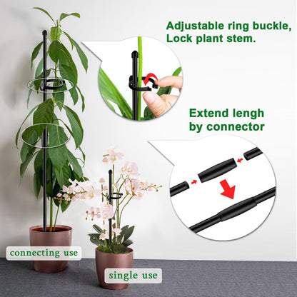 Plant Support Stakes for Indoor SupKing Orchid Sticks with Clips Garden Stake Extended to 2/3/4ft for Outdoor Potted Tomato Rose Vegetables House Palnts Comes with 20 Plants Ties(15 inch 10Pcs)
