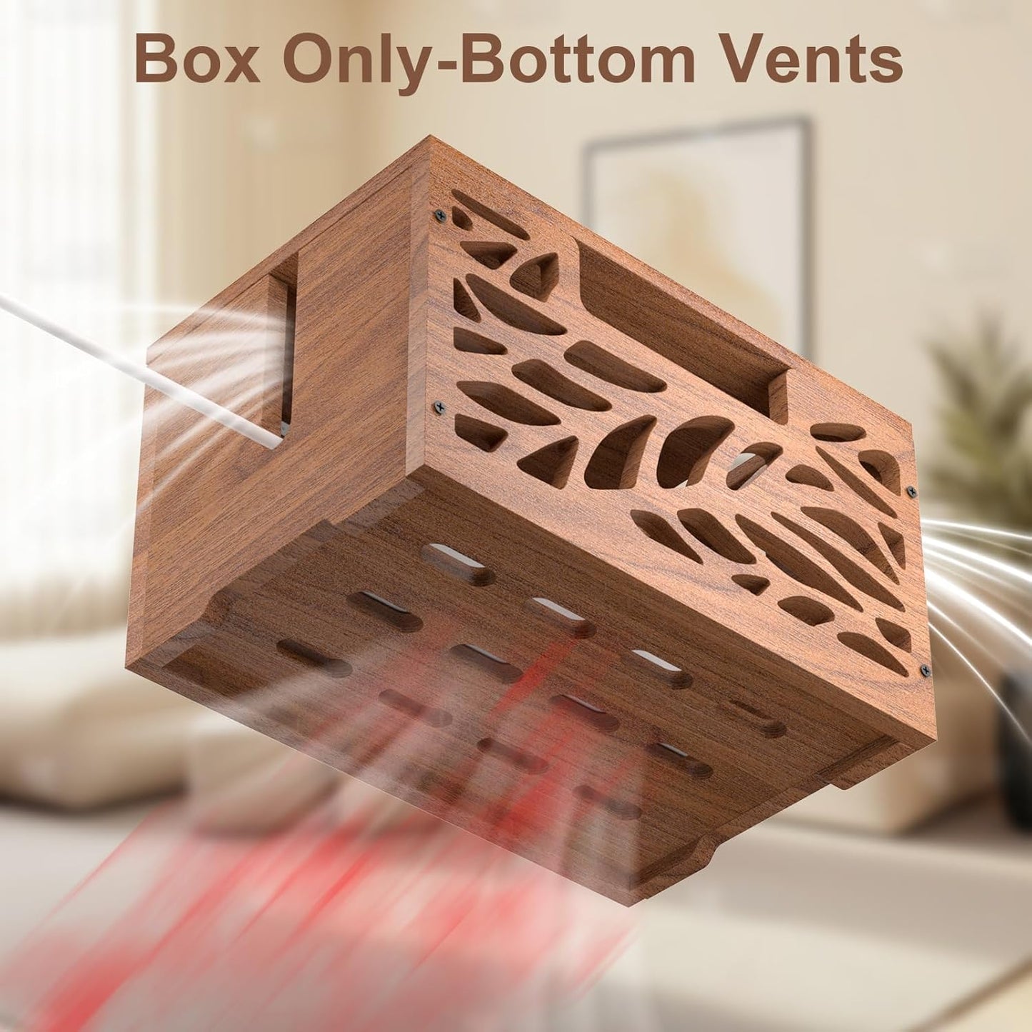 Wooden Cable Management Box, Large Cord Hider Box & Cable Organizer Box for Power Strips, Electrical Cords, Desk & Floor Cables Suitable for Home & Office