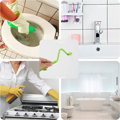 AUEAR, 4 Pack Plastic Curved Small Toilet Brushes Cleaning for Edges Corner Crevices