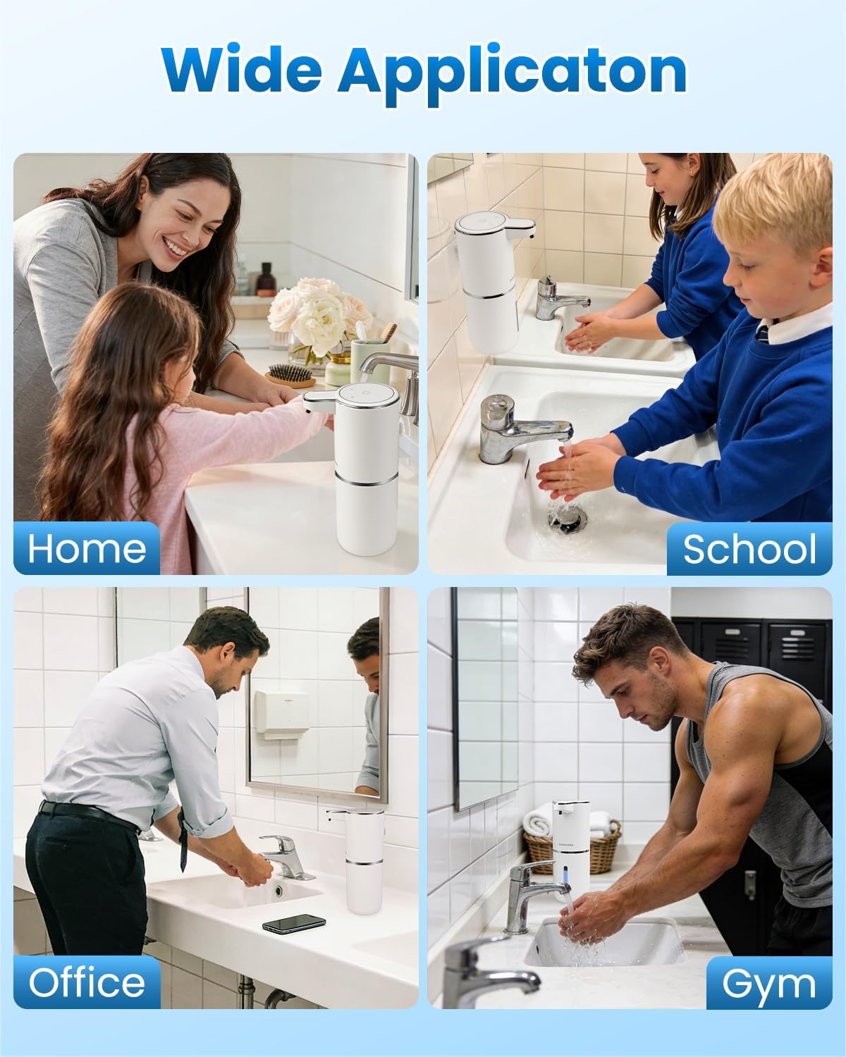 Automatic Liquid Soap Dispenser Touchless, USB Rechargeable Hand Soap Dispenser, 4 Adjustable Volume Levels, IPX5 Waterproof, 12.8oz/380ml Wall Mounted for Bathroom Kitchen Countertop, White
