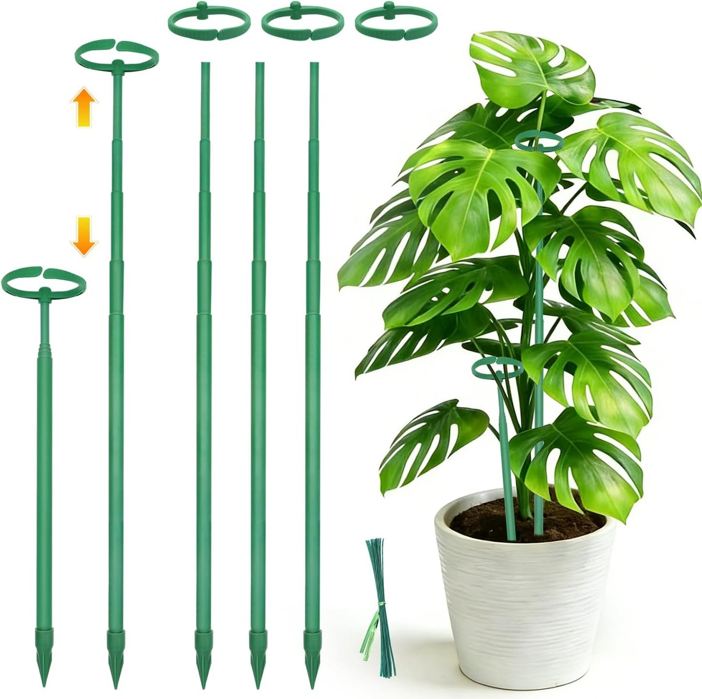 Telescoping Monstera Plant Support Stakes, 12.5IN to 48.4IN Adjustable Length, Extendable Plant Stakes for Indoor Plants, Premium Stainless Steel Material Plants Sticks for Orchids, Tomatoes- 3Pack