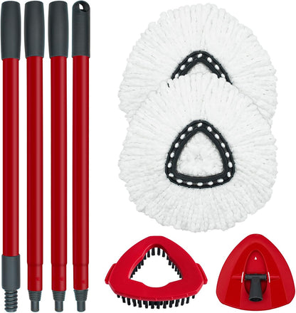 Mop Head Replacement, Base, Mop Handle for Ocedar RinseClean 2-Tank System, 2 Microfiber Mop Refills, Extendable Length 30-59" Mop Handle, Base and Scrubber for All Hard-surfaced Floor