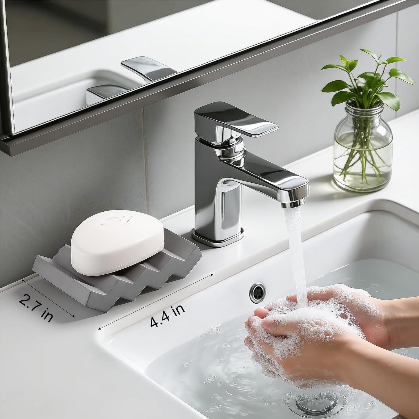 Self Draining Bar Soap Holder Diatomite Soap Dish Fast Drying Soap Saver Small Sponge Caddy for Shower, Bathroom, Kitchen Sink, Kitchen, Blue