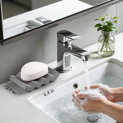 Self Draining Bar Soap Holder Diatomite Soap Dish Fast Drying Soap Saver Small Sponge Caddy for Shower, Bathroom, Kitchen Sink, Kitchen, Blue