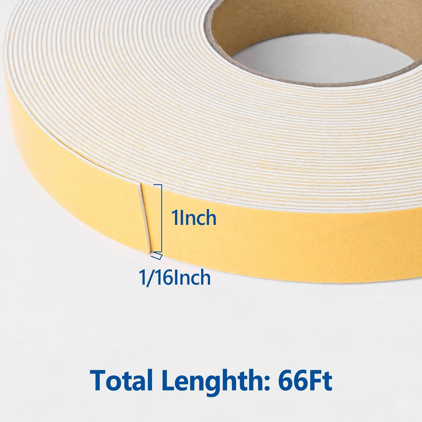 Self Adhesive Foam Tape Weatherstrip 1/2in x 1/4in x 42Ft High Density Foam Insulation Strips Foam Seal Weather Stripping with Strong Adhesive for Door and Window Sound Isolation Soundproofing, White