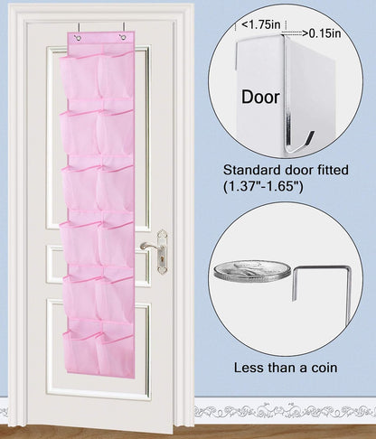MISSLO Over The Door Shoe Organizer 12 Large Mesh Pockets Hanging Narrow Closet Door, White, 2 Pack