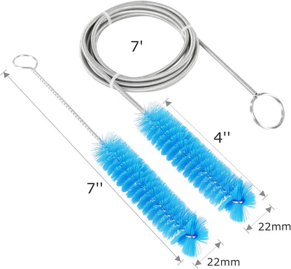 CPAP Tube Cleaning Brush-7 Feet Flexible + 7 Inches Handy Stainless Steel Wire Bristle Brush- Fits for Standard 22mm Diameter Tubing (Blue)