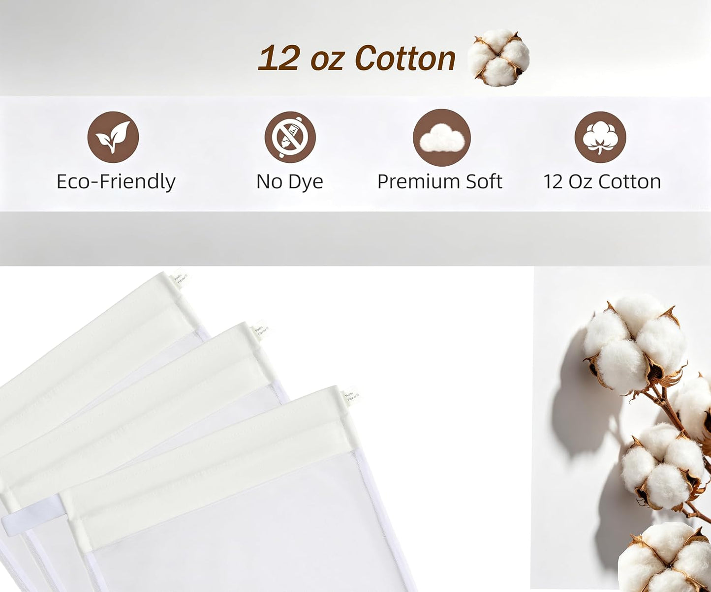 Cotton Mesh Laundry Bags, Set of 4, Dye-Free Natural Delicate Wash Bags with Hidden Zipper, Machine Washable for Bras, Lingerie & Sensitive Fabrics, Available in XXL/XL/L/M