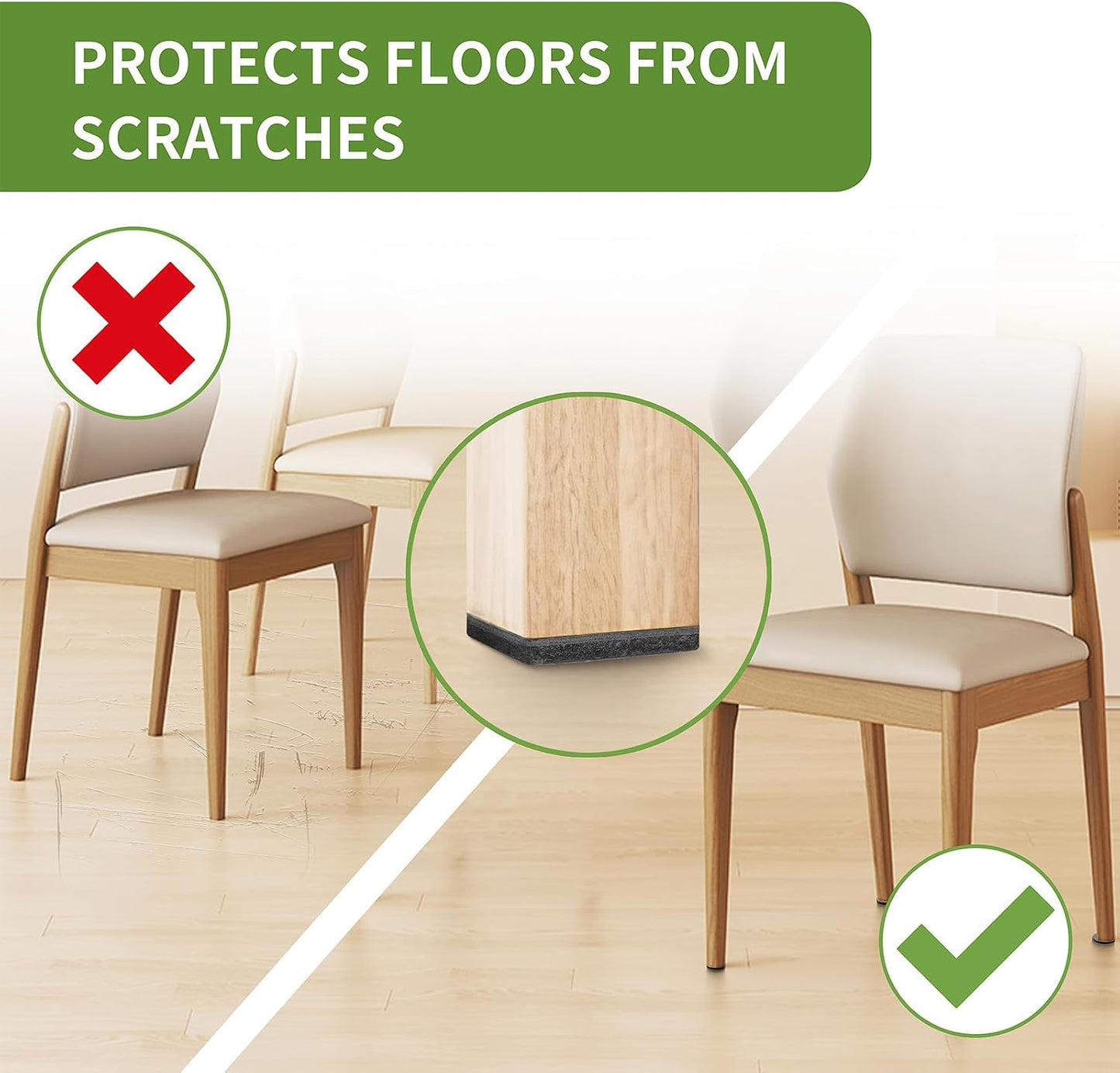 Felt Furniture Pads for Hardwood Floors 48 PCS, Furniture Pads, Floor Protectors for Hardwood Floors, Felt Pads for Furniture, Round, Dark Brown