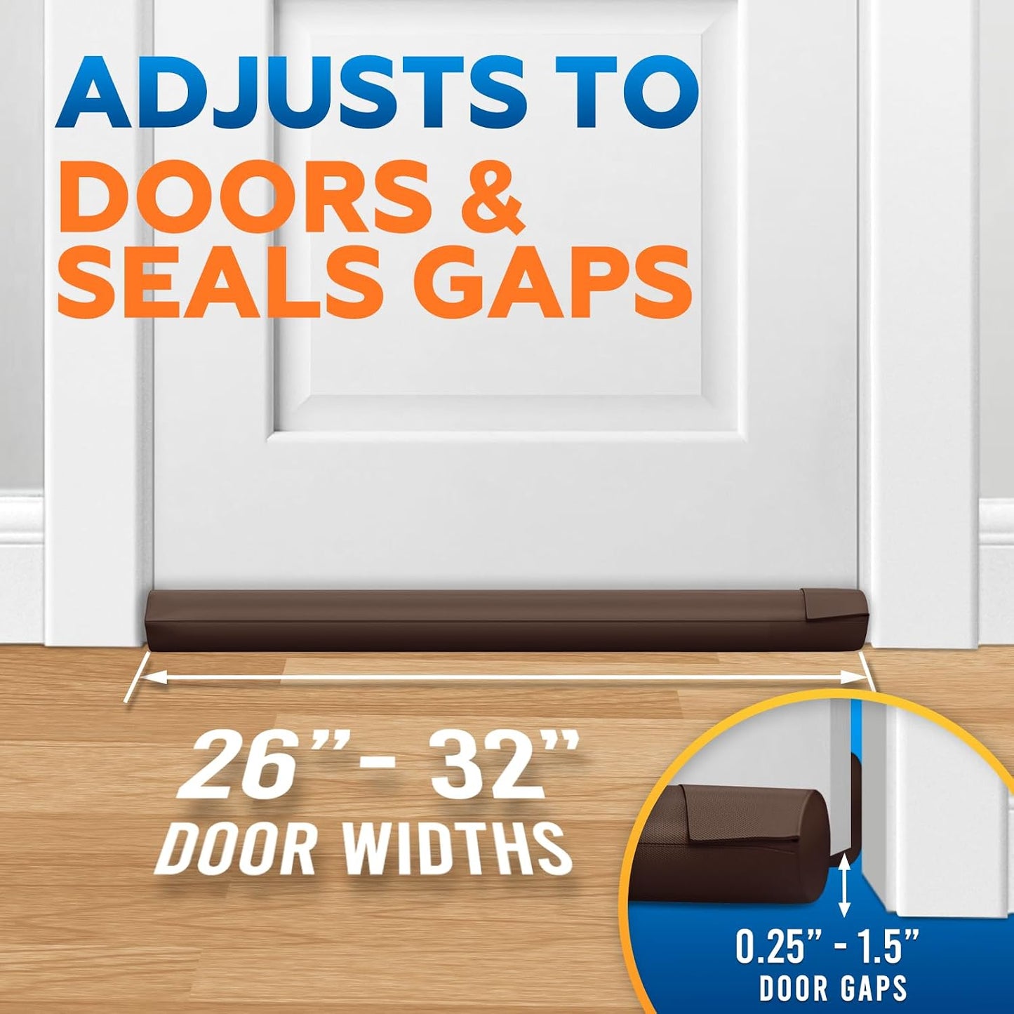 Comfyanno Under Door Draft Stopper - Bottom Door Seal & Gap Filler- Fits 30” to 36” Door, Block Noise, Sound, Air, Bugs, Dust, Easy to Install, Double Side Block, No Adhesive, Black