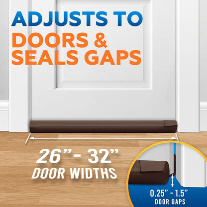 Comfyanno Under Door Draft Stopper - Bottom Door Seal & Gap Filler- Fits 30” to 36” Door, Block Noise, Sound, Air, Bugs, Dust, Easy to Install, Double Side Block, No Adhesive, Black