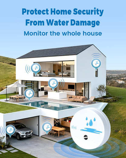 5 Pack Water Leak Detectors for Home, 100dB Waterproof Water Sensor Alarm Leak Detector for Basements, Bathrooms, Laundries, Sinks, and Windows(Battery Included)