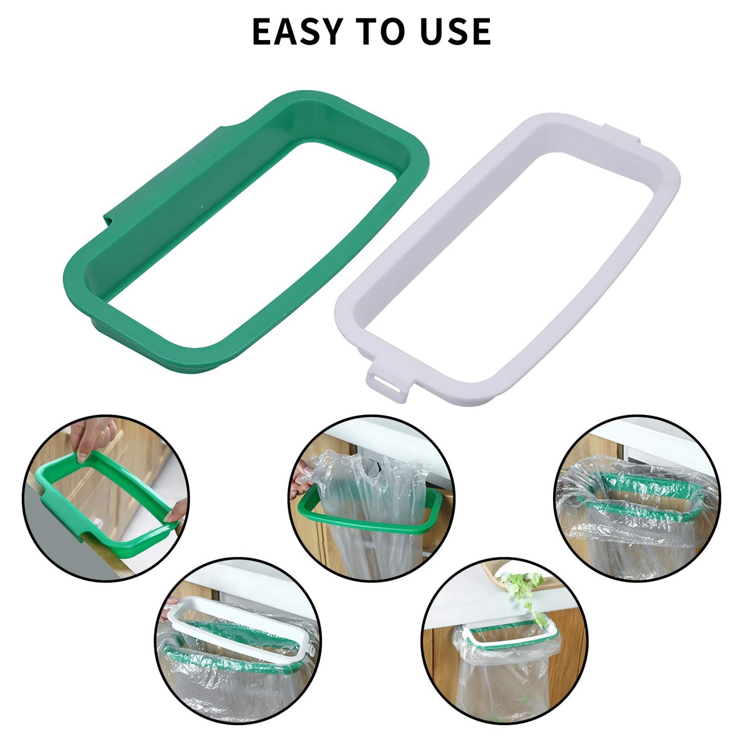 Portable Trash Bag Holder Hanging Kitchen Cupboard Door Back Style Stand Trash Garbage Bags Storage Rack