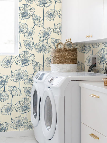 Orainege Modern Peel and Stick Wallpaper 17.3inx118.1in Beige and White Floral Wallpaper Boho Contact Paper Removable Decorative Wall Paper for Bedroom Bathroom Cabinets Decor Vinyl