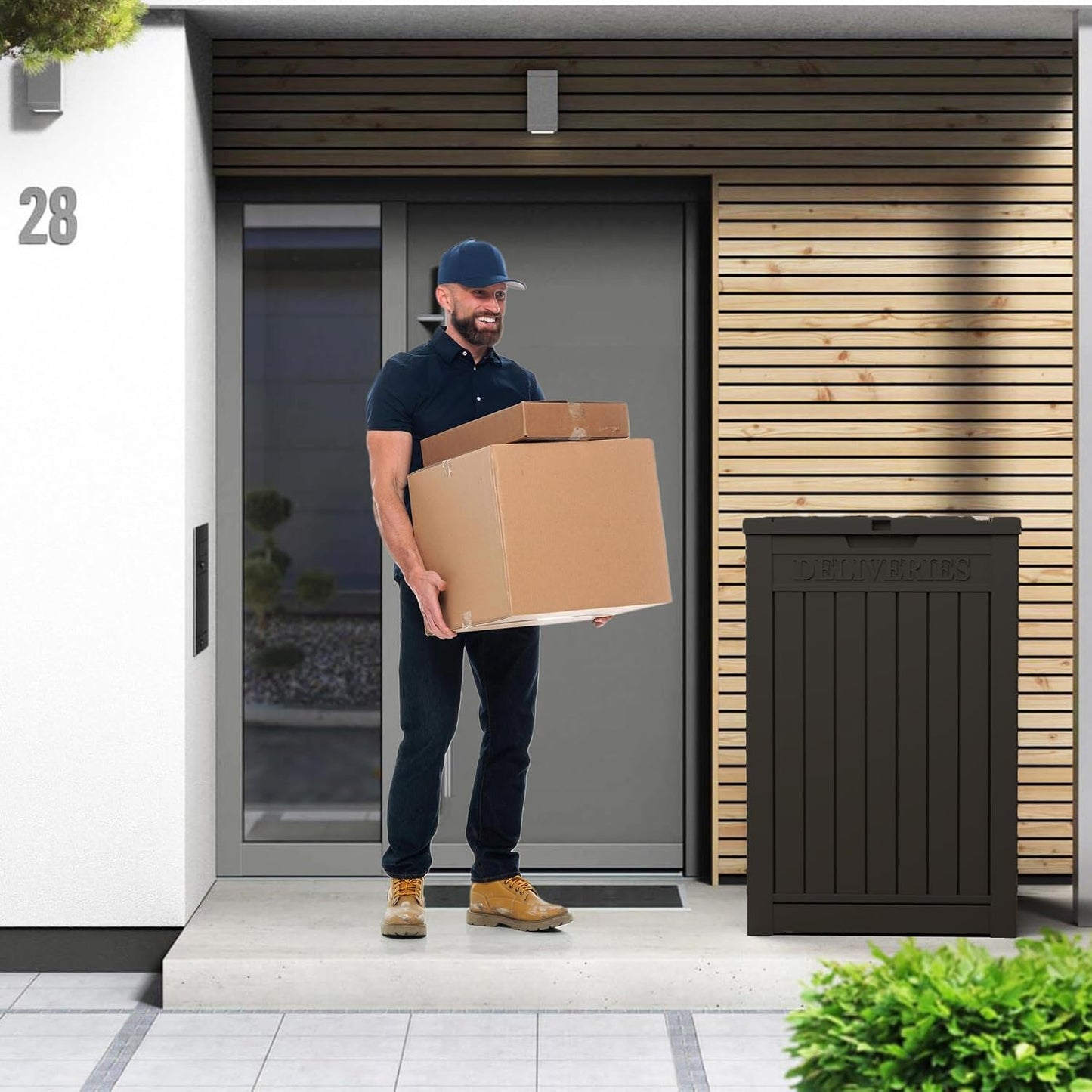 230 Gallon Large Outdoor Storage Box Waterproof, UV Resistant Resin Deck Box with Hydraulic Rod & Lockable Latch for Patio Furniture, Outside Storage Box for Garden Tools, Patio Cushions, Black