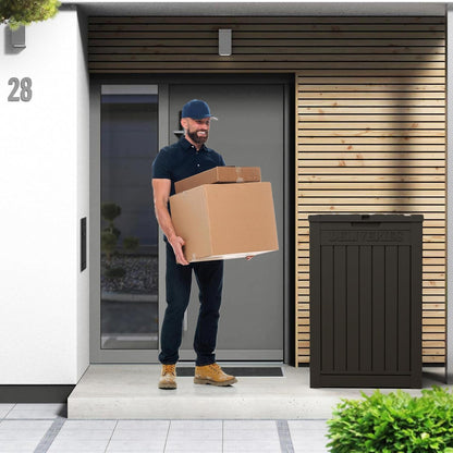 230 Gallon Large Outdoor Storage Box Waterproof, UV Resistant Resin Deck Box with Hydraulic Rod & Lockable Latch for Patio Furniture, Outside Storage Box for Garden Tools, Patio Cushions, Black