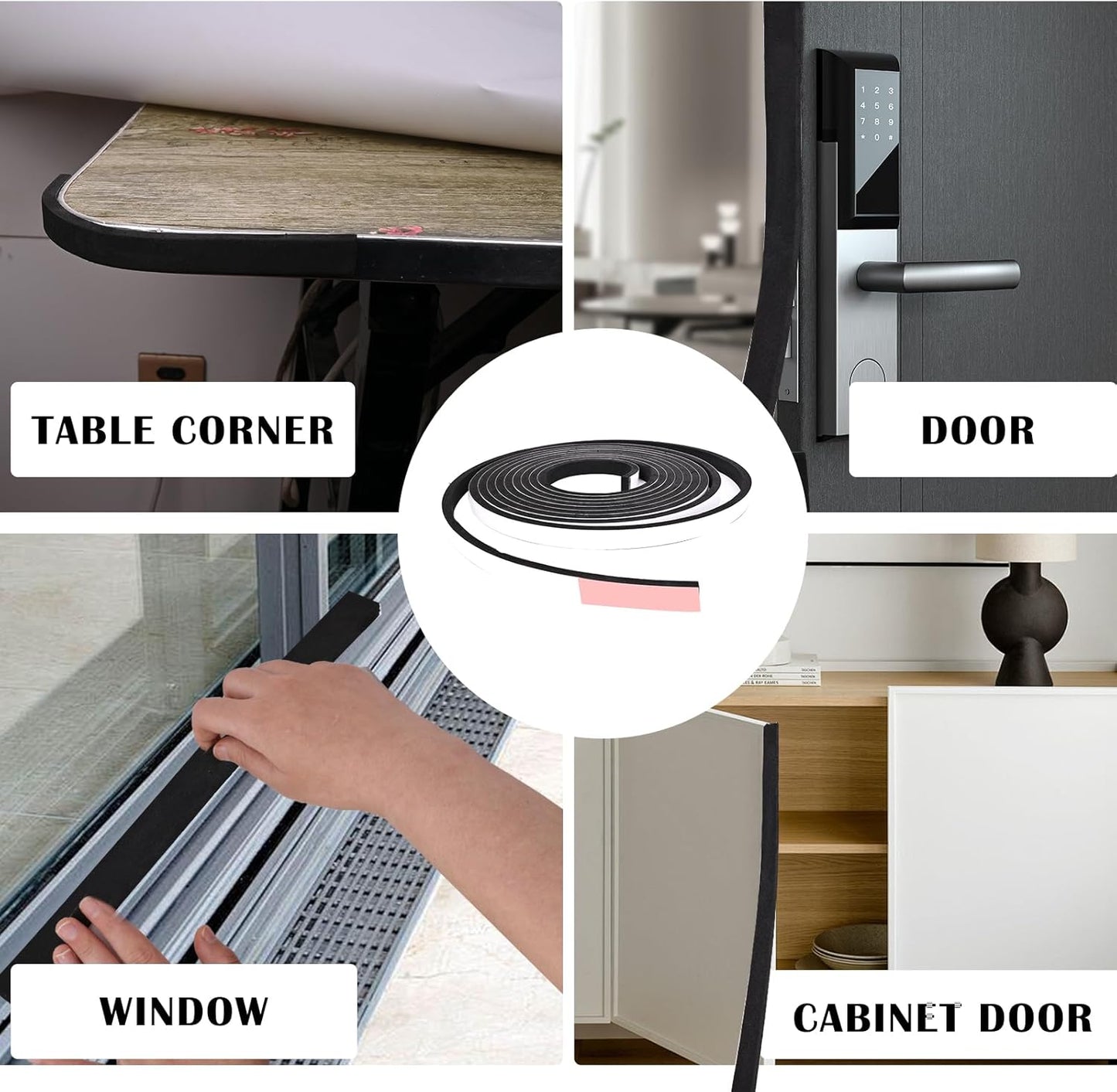 Black Foam Insulation Tape with Self-Adhesive Backing,Closed Cell Foam Weatherstripping 1/2 inch Wide x 3/8 inch Thick,Soundproofing Door Weather Seal Strip for Door and AC Window Seal,High Denisty