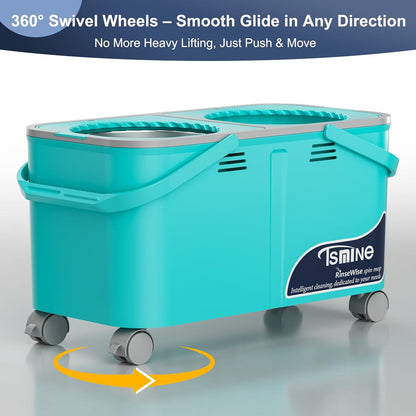 2026 Upgraded Easy-Use Spin Mop for Cleaner, Clean & Dirty Water Separation Mop Bucket for Pet & Family Homes,360° Swivel Wheels, Safe for Hardwood & Tile, Adjustable Handle,6 Reusable Mop Heads