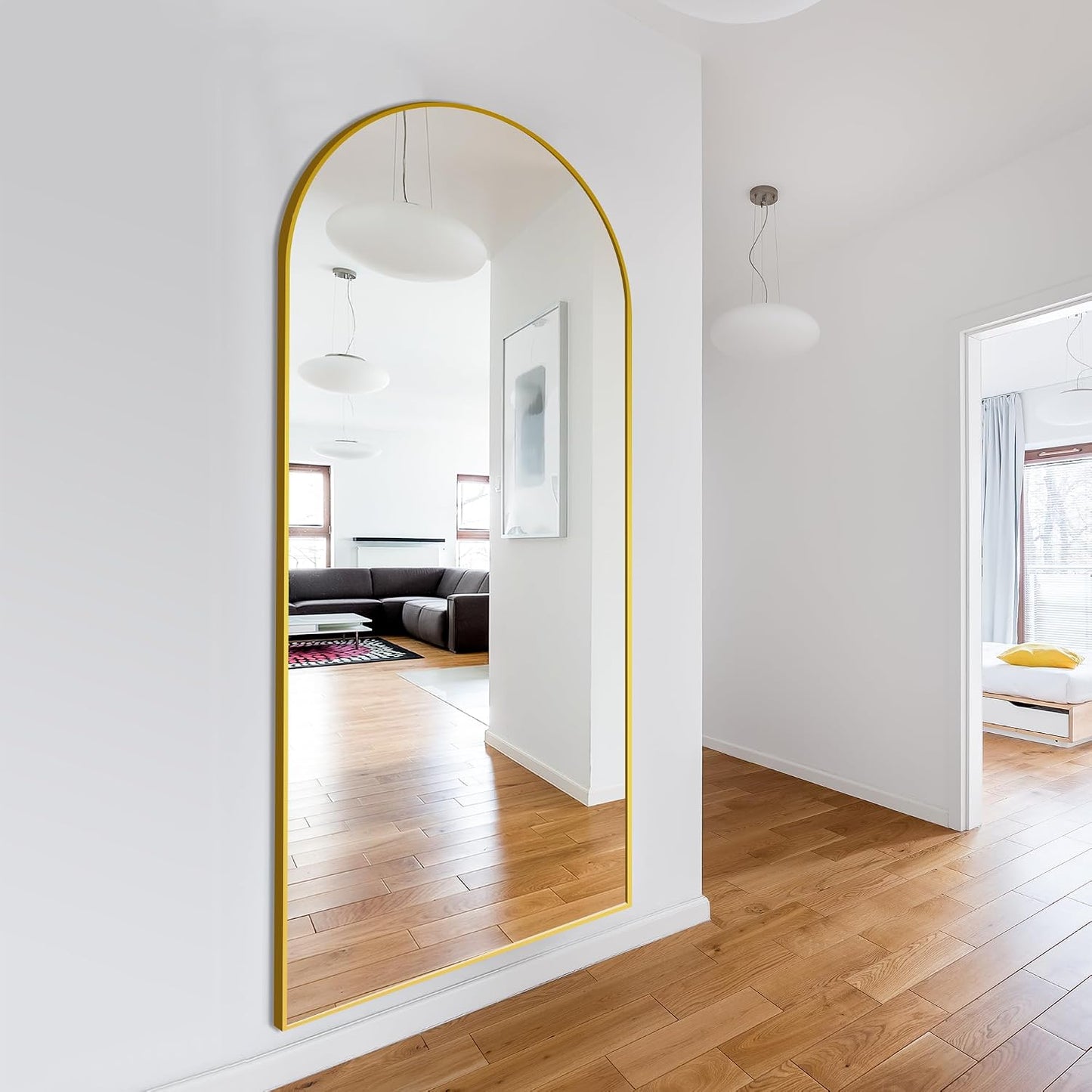 Delma Arched Mirror Full Length,Standing Mirror Full Body,Large Floor with Stand for Wall Entryway Door Bedroom Bathroom Living Room