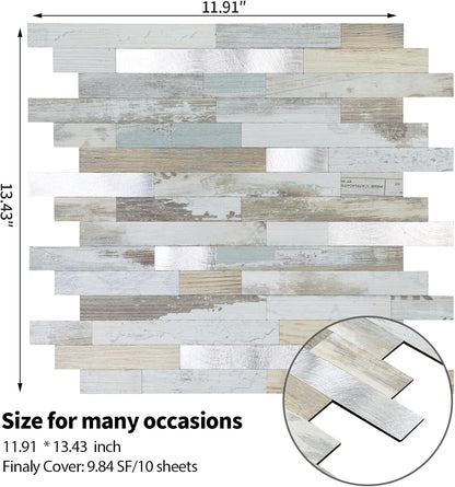 Yipscazo 2026 New Upgrade 11.34" X 11.57" Peel and Stick Backsplash, Stick on Backsplash Tiles for Kitchen, Bathroom, Fireplace (10 Sheets, Beige Rocks + Rose Gold)