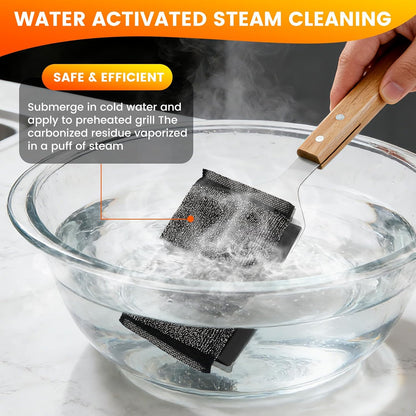 Grill Brush Bristle Free with 2 Replacement Head, Safe Grill Cleaner Brush for Outdoor Grill, BBQ Grill Cleaning Brush Kit Fits for Cast Iron Stainless Steel Grates, Gifts for Men, Dad
