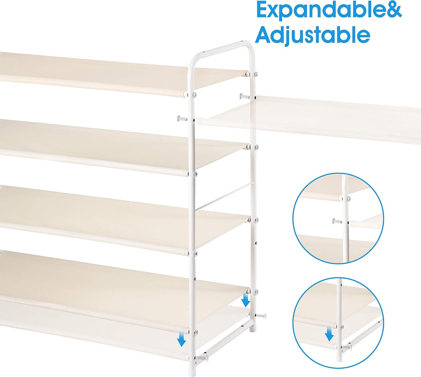 Simple Trending 3-Tier Stackable Shoe Rack, Expandable & Adjustable Shoe Shelf Storage Organizer, Wire Grid, Black