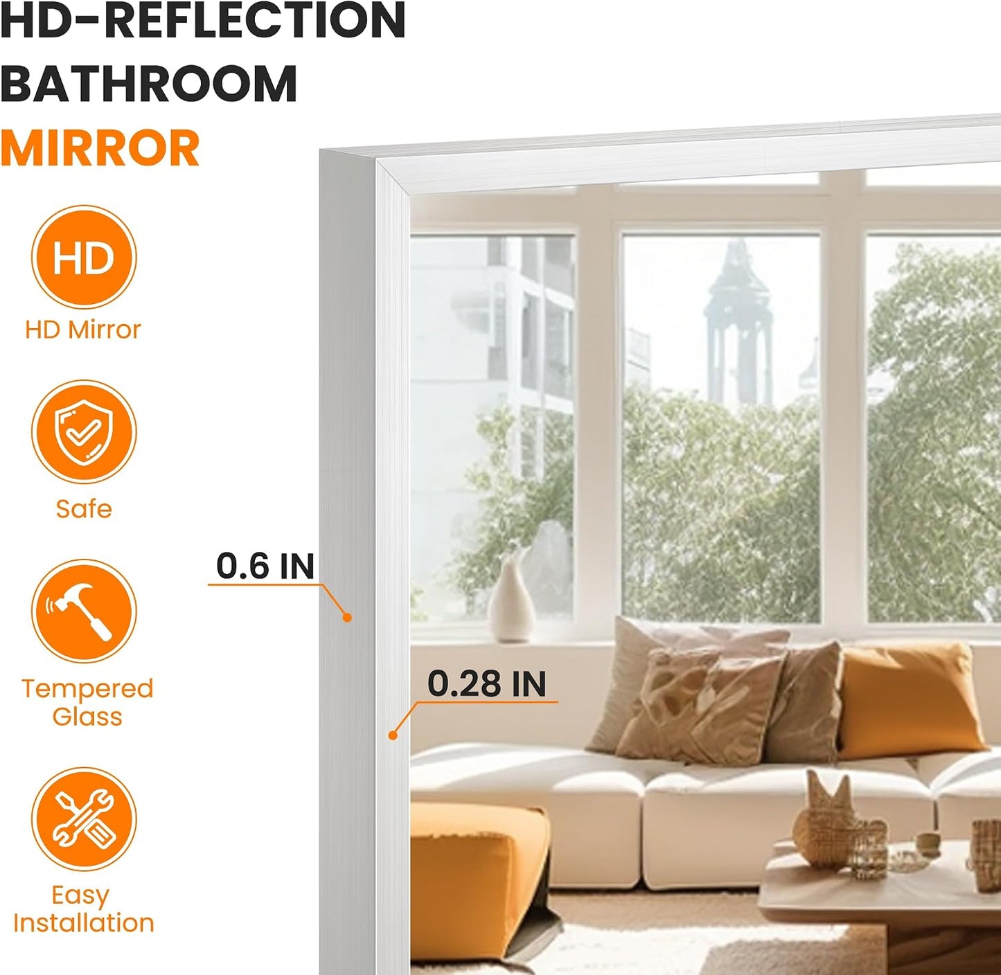 TRAHOME Full Length Floor Mirror 56"x15", Standing Mirror with Aluminum Frame, Large Body Mirror for Bedroom, Living Room and Bathroom, Black