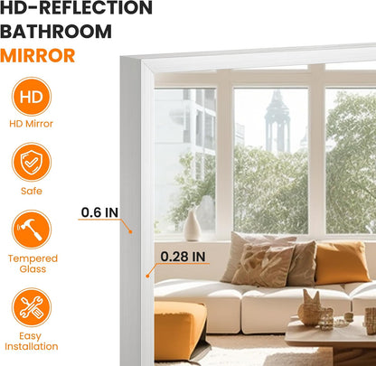 TRAHOME Full Length Floor Mirror 56"x15", Standing Mirror with Aluminum Frame, Large Body Mirror for Bedroom, Living Room and Bathroom, Black