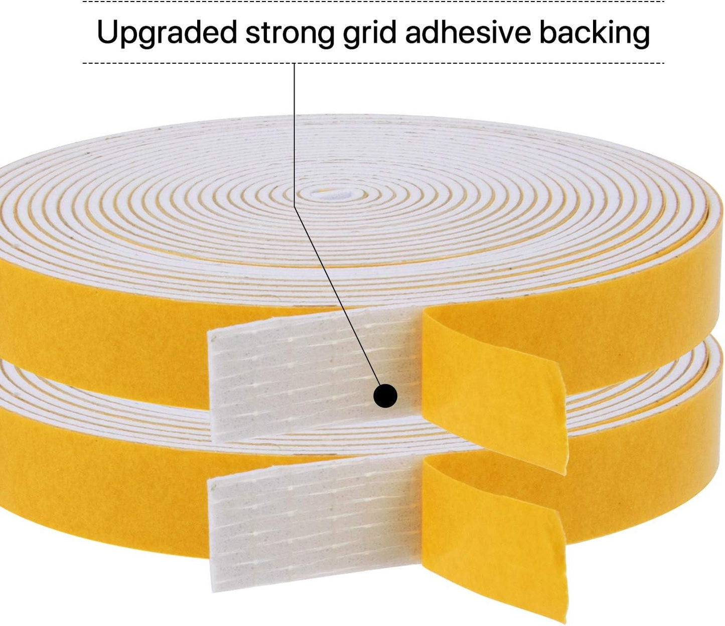 Door Weather Stripping-3 Rolls, 1/2 Inch Wide X 1/2 Inch Thick Total 20 Feet Long, Adhesive Foam Seal Tape for Window Insulation(6.5ft x 3 Rolls)