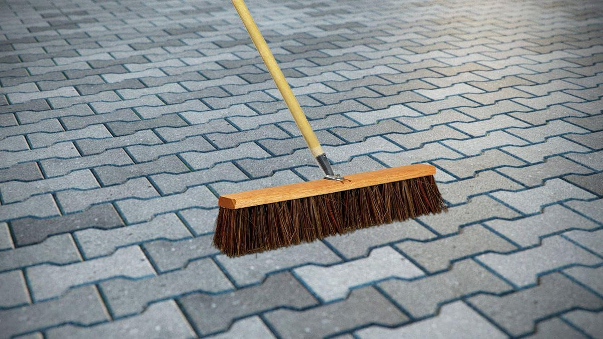 Push Broom Indoor and Outdoor Floor Sweep Use, 18 Inch, Heavy Duty Hardwood Block, Palmyra Bristles Scrub Brush, Cleaning Broom for Patio Garage, Deck, Or Home Use