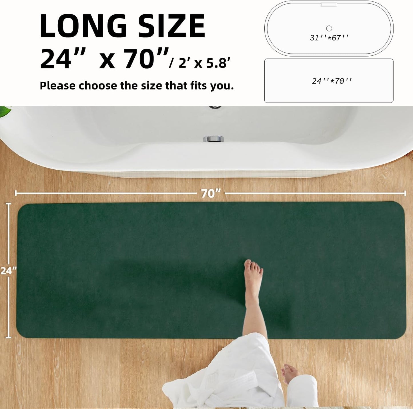 TYUU Bath Mat, Bathroom Rugs Non Slip Washable Thin Absorbent Quick Dry Bath Mat Fits Under Door Bathroom Floor Mat Perfect for Bath, Shower, or Sink 16"x24" Dark Grey