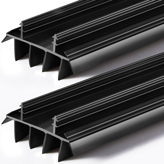 Pushglossy 2 Pcs 32inch Replacement Door Bottom with Vinyl Fins 1 3/4" Wide Threshold Seal Bottom of Door Weatherstrip Kerf Weather Stripping for 7/8" Between Barbs(Black)