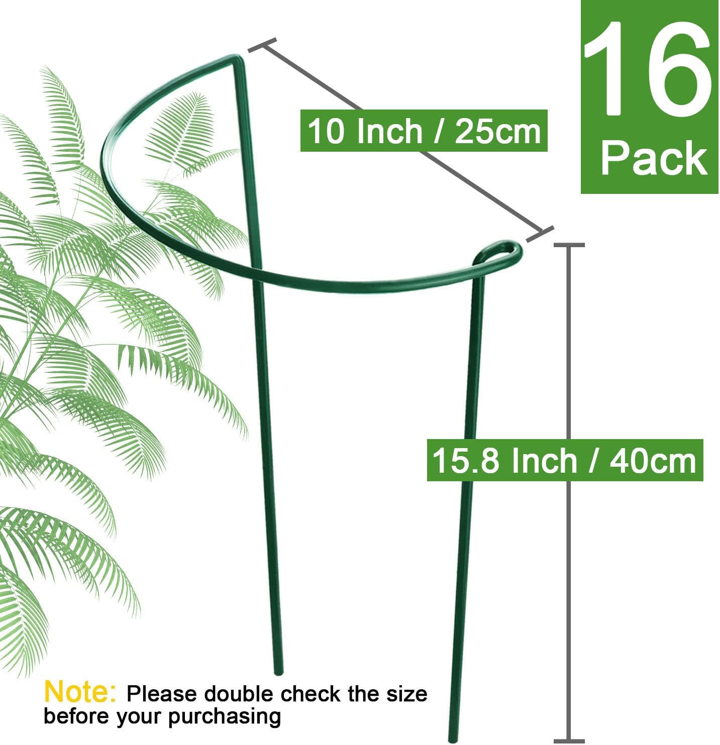 HiGift Peony Cages and Supports 24" H x 10" W, 8 Pack Tall Snake Plant Support Stake Half Round Metal Garden Stake for Indoor and Outdoor Plants, Flower Support Ring Border for Tomato,Hydrangea,Rose