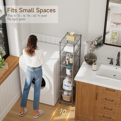 Golpart 4 Tier Adjustable Storage Shelves Metal Utility Shelf Wire Shelving Unit Organizer Rack for Home Kitchen Office Bathroom Pantry Room 12" D x 18" W x 44" H