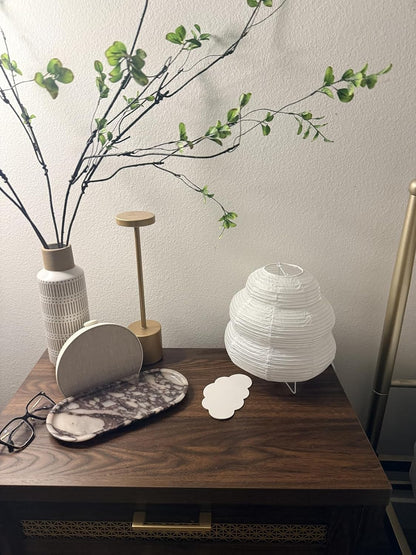 Paper Lantern Lamp, Japanese Paper Table Lamp with 3 Color, Cute Wabi-Sabi Rice Paper Lamp for Desk Bedroom Bedside(Bulb Included)
