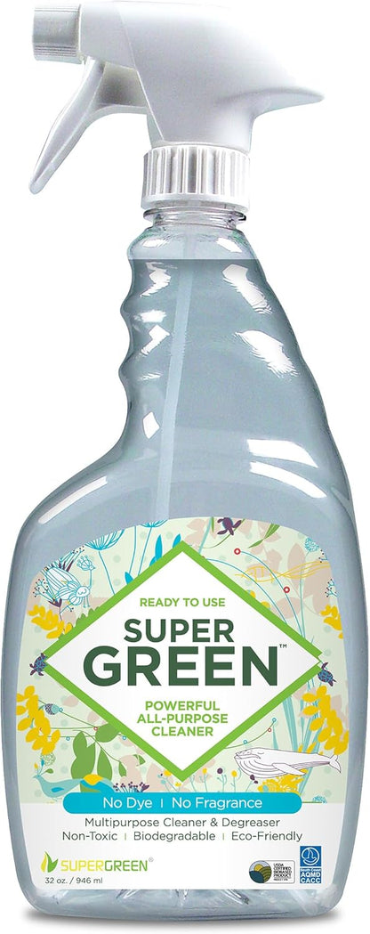 SuperGreen Powerful All-Purpose Cleaner and Degreaser | USDA Certified Bio-Based, Non-toxic, NO Ammonia or Phosphates, Cucumber Fragrance 32 fl oz 1 Pack…
