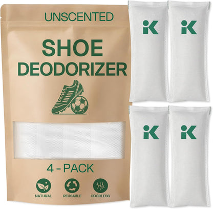 4-Pack Unscented Shoe Odor Elimination, Powerful Shoe Freshener for Sneaker, Boot, Soccer Cleat, Reusable Shoe Odor Eliminator & Absorber, Odor Eaters for Shoes, Freshenes Gym Bag, Closet at Sourse