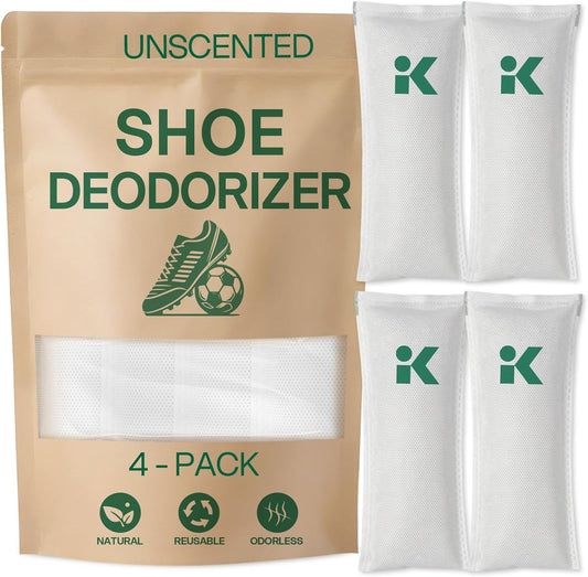4-Pack Unscented Shoe Odor Elimination, Powerful Shoe Freshener for Sneaker, Boot, Soccer Cleat, Reusable Shoe Odor Eliminator & Absorber, Odor Eaters for Shoes, Freshenes Gym Bag, Closet at Sourse