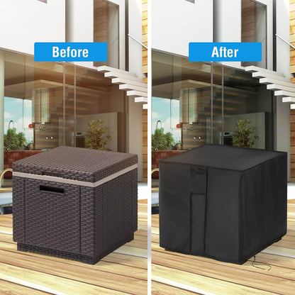 Kingling Deck Box Cover, Outdoor Storage Box Cover for Keter 30 Gallon Deck Box Waterproof Outside Patio Storage Bench Deck Boxes Covers Black (23" L x 18" W x 22" H inch)
