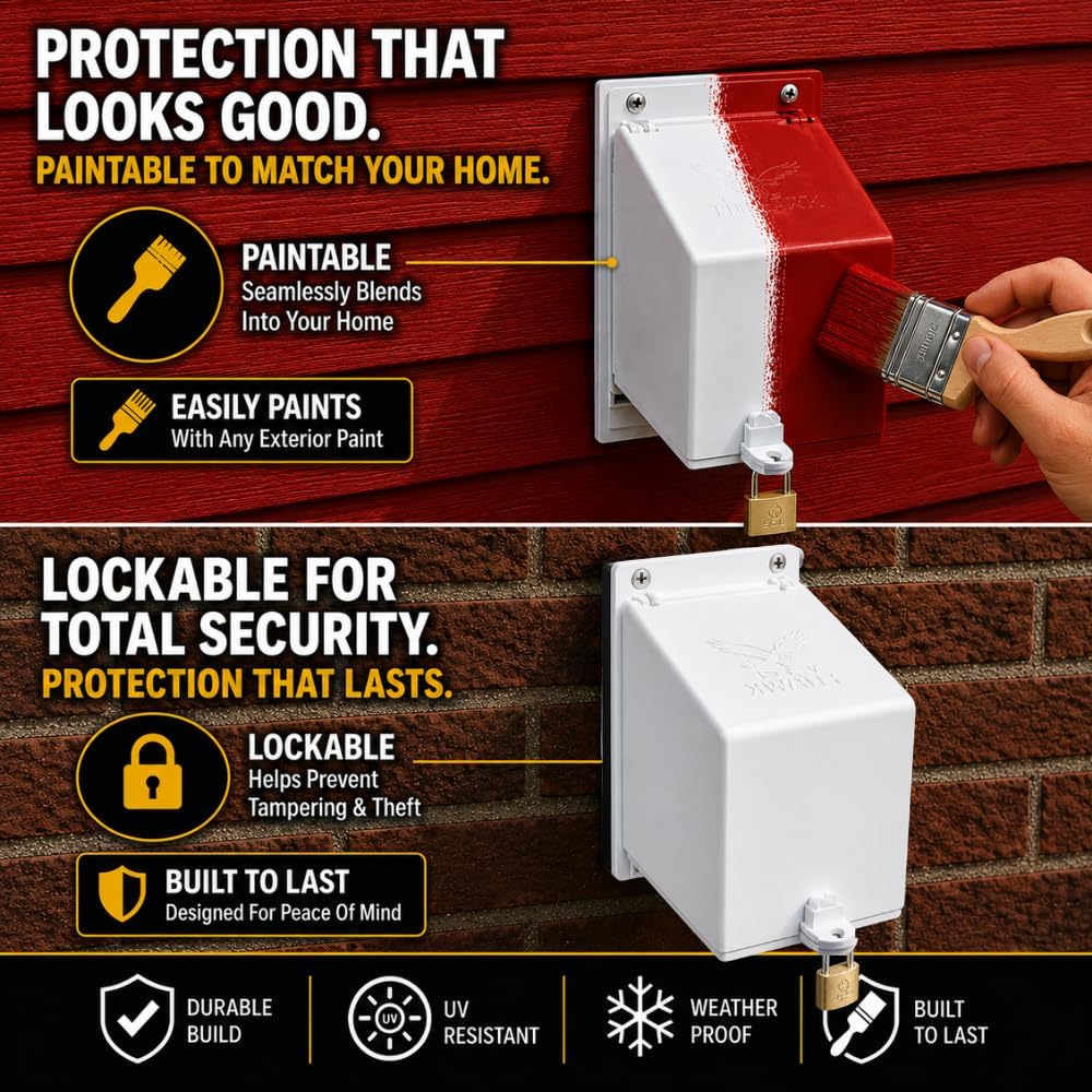 The Hawk Permanent Faucet Cover - All-Season Hard Shell, Foam Rubber Insulated Spigot Protector for Any Building Material, Fits Standard 1/2 & 3/4-Inch Hose Bibs, Includes Mounting Hardware