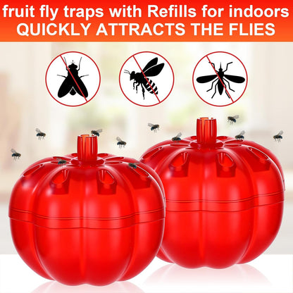 12 Pack Fruit Fly Traps for Indoors 12 Bottle 0.68oz Refills Liquid, Fruit Fly Killer Gnat Traps for Indoor 540 Days Supply of Reusable Gnat Trap with Lure for Kitchen House Dining(Clear)