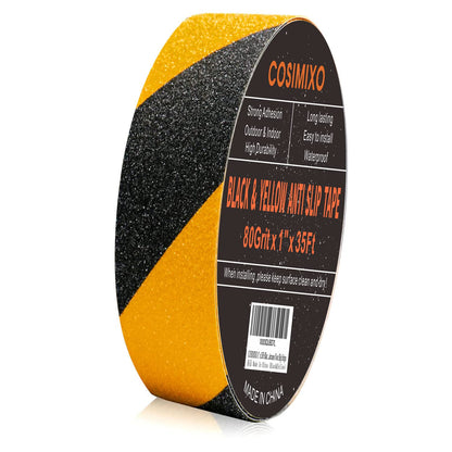 COSIMIXO 4" x 35Ft Black&Yellow Heavy Duty Anti Slip Tape for Stairs Outdoor/Indoor Waterproof Grip Tape Safety Non Skid Roll for Stair Steps Traction Tread Staircases Anti-Slip Strips…