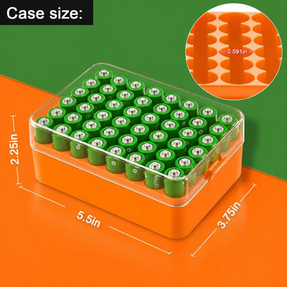 ALCYON Battery Organizer Storage Case, Battery Vault Box Container for 48pcs AA Batteries, Plastic Clear Protective Battery Holder for Travelling/Home/Office (Black, Large)
