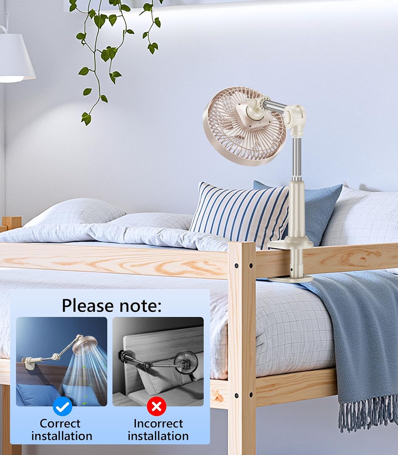 Adjustable Arm Clip on Fan for Desk,3 Speed Ultra Flexible Adjustable Design Clip Fan with 3.5”Wide Clamp,3000mAh Battery Operated Quiet Personal Cooling for Office Bedroom Gaming Dorm （Brown）